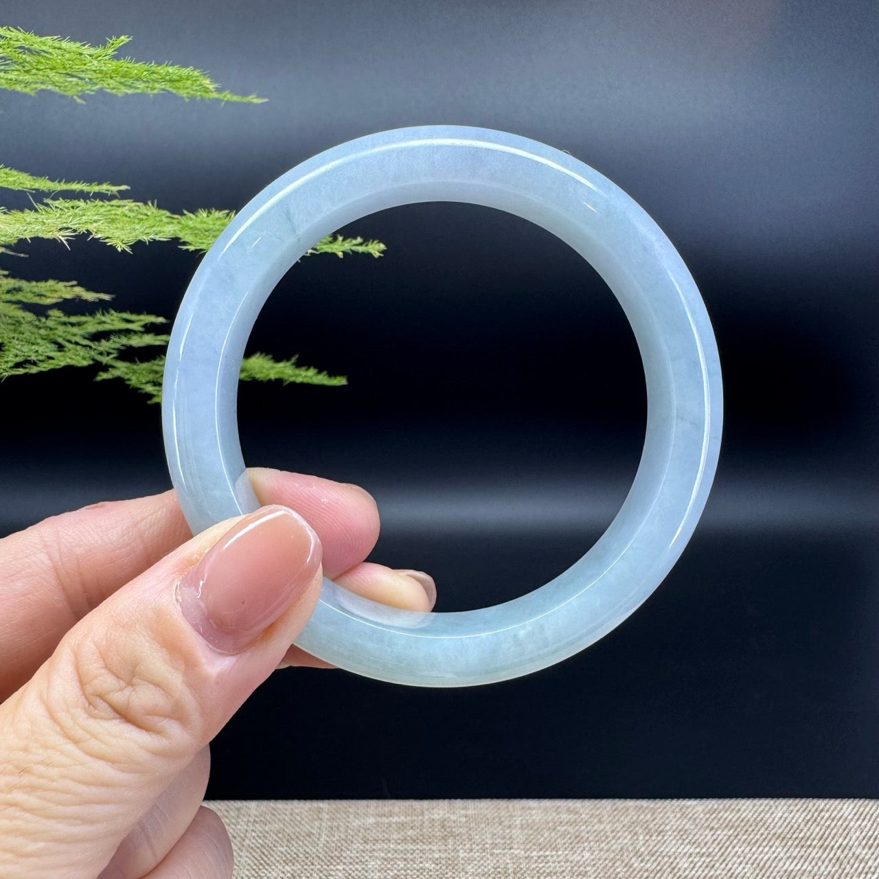 Genuine Burmese Icy Jadeite Jade Bangle Bracelet ( 55.8mm )