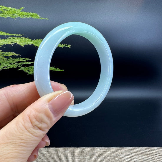 Genuine Burmese Icy Green Jadeite Jade Bangle Bracelet ( 55.4mm )