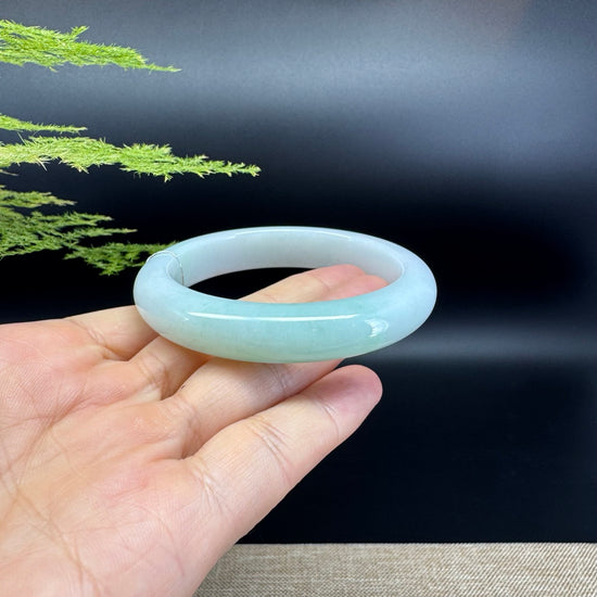 Genuine Burmese Icy Green Jadeite Jade Bangle Bracelet ( 55.4mm )