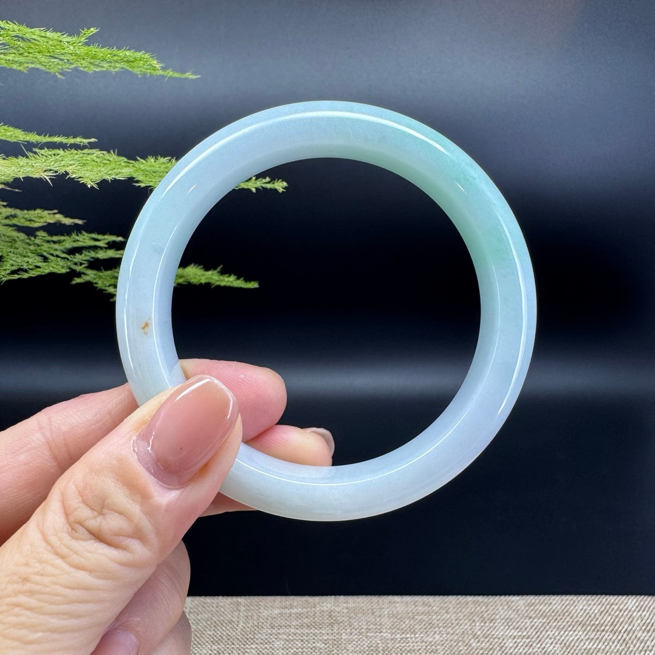 Genuine Burmese Icy Green Jadeite Jade Bangle Bracelet ( 55.4mm )