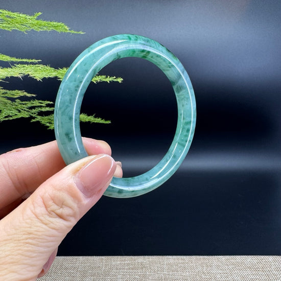 Genuine Burmese Oil Green Jade Jadeite Bangle Bracelet ( 55.8mm )