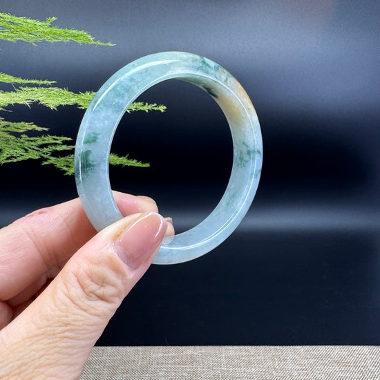 Genuine Burmese Icy Blue Green Jade Jadeite Bangle Bracelet ( 55.8mm )