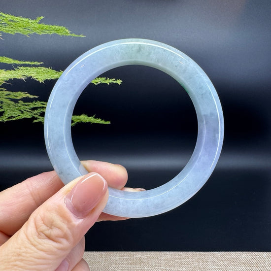 Genuine Burmese Lavender Green Jade Jadeite Bangle Bracelet ( 55.5mm )