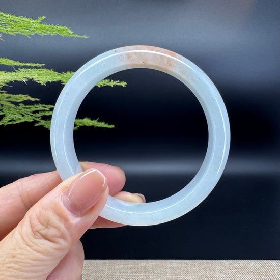 Genuine Burmese White Orange Jadeite Jade Bangle Bracelet ( 55.3mm )