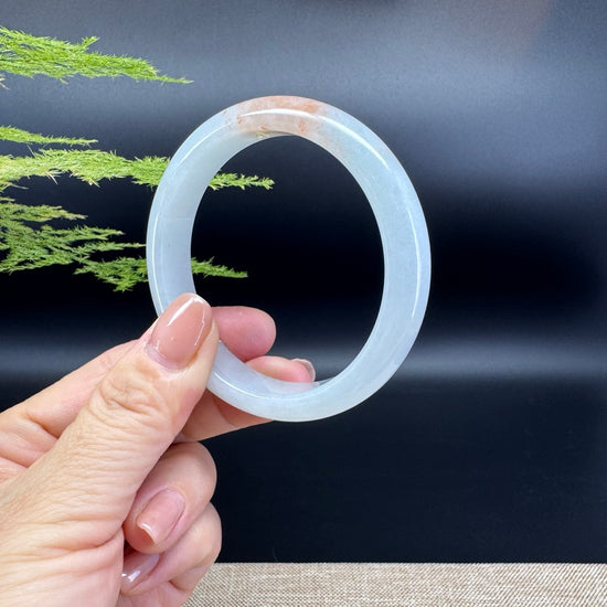 Genuine Burmese White Orange Jadeite Jade Bangle Bracelet ( 55.3mm )