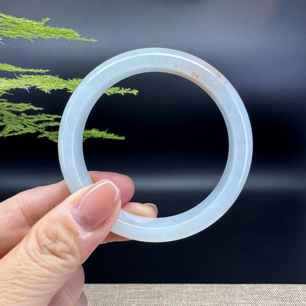 Genuine Burmese White Orange Jadeite Jade Bangle Bracelet ( 55.3mm )