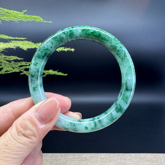 Genuine Burmese Oil Green Jade Jadeite Bangle Bracelet ( 55.9mm )