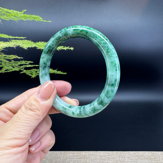 Genuine Burmese Oil Green Jade Jadeite Bangle Bracelet ( 55.9mm )