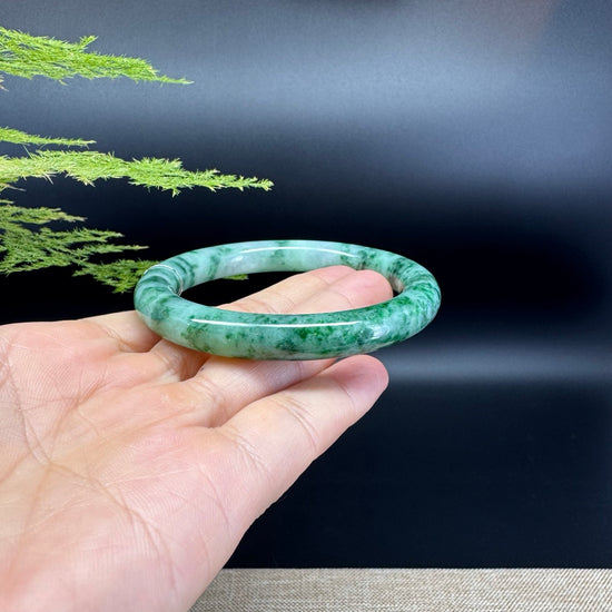 Genuine Burmese Oil Green Jade Jadeite Bangle Bracelet ( 55.9mm )