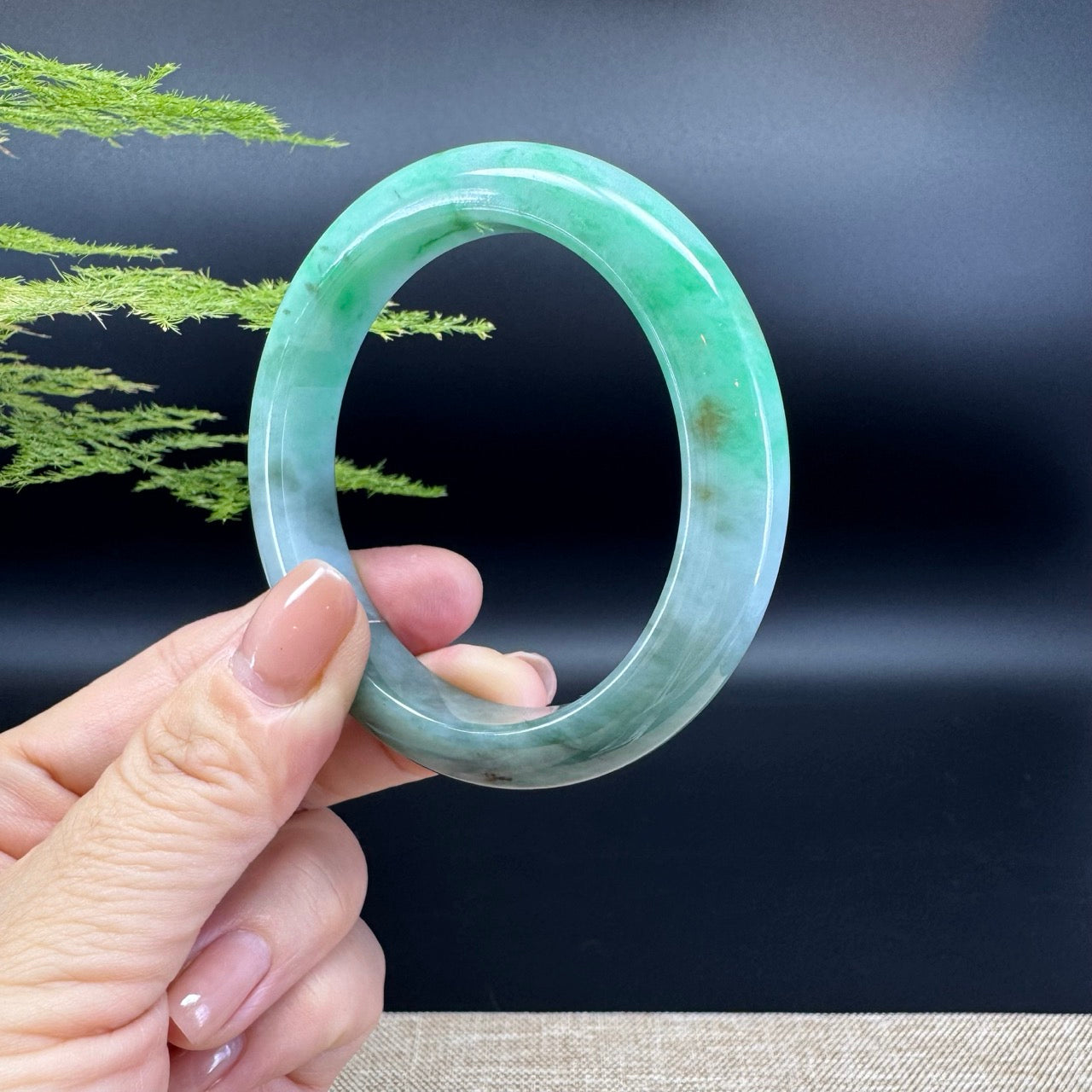 Genuine Burmese  Green Jade Jadeite Bangle Bracelet ( 55.6mm )