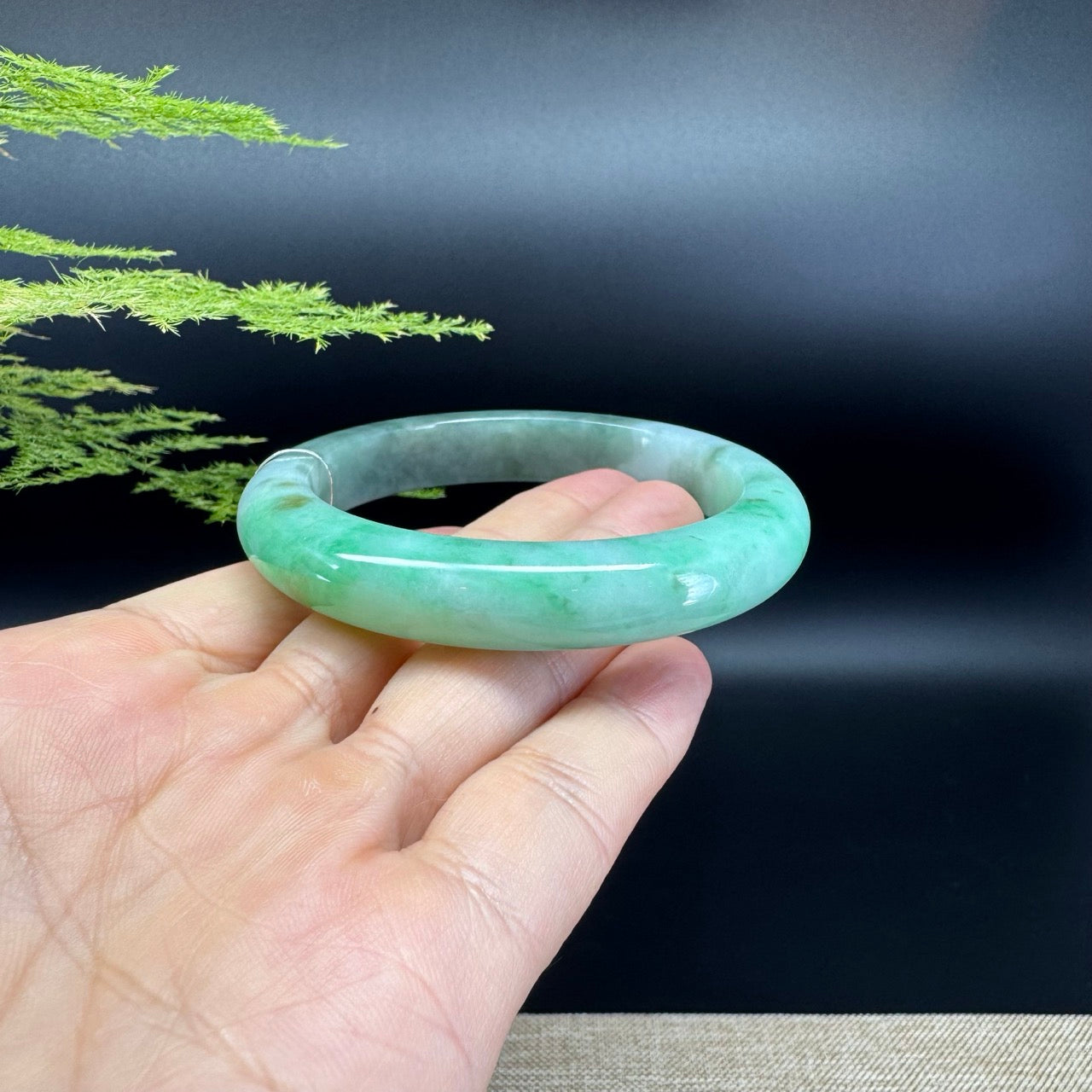 Genuine Burmese  Green Jade Jadeite Bangle Bracelet ( 55.6mm )
