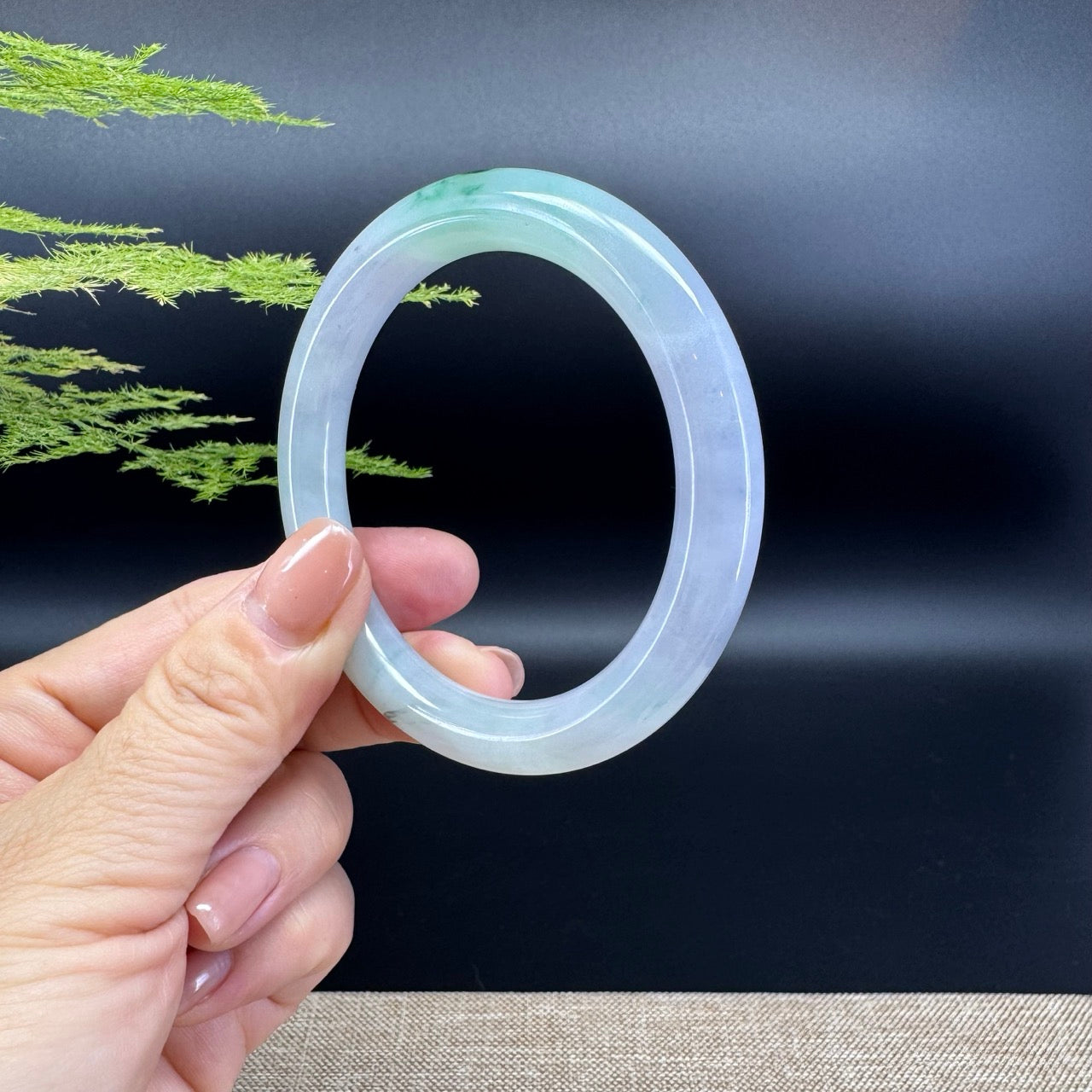 Genuine Burmese Icy Green Jadeite Jade Bangle Bracelet ( 55.5mm )