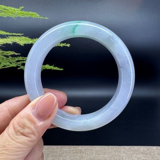 Genuine Burmese Icy Lavender Green Jade Jadeite Bangle Bracelet ( 55.2mm )