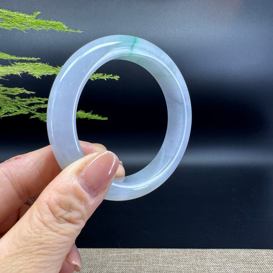 Genuine Burmese Icy Lavender Green Jade Jadeite Bangle Bracelet ( 55.2mm )
