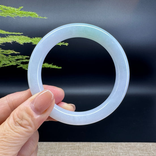 Genuine Burmese Icy Green Jadeite Jade Bangle Bracelet ( 55.6mm )
