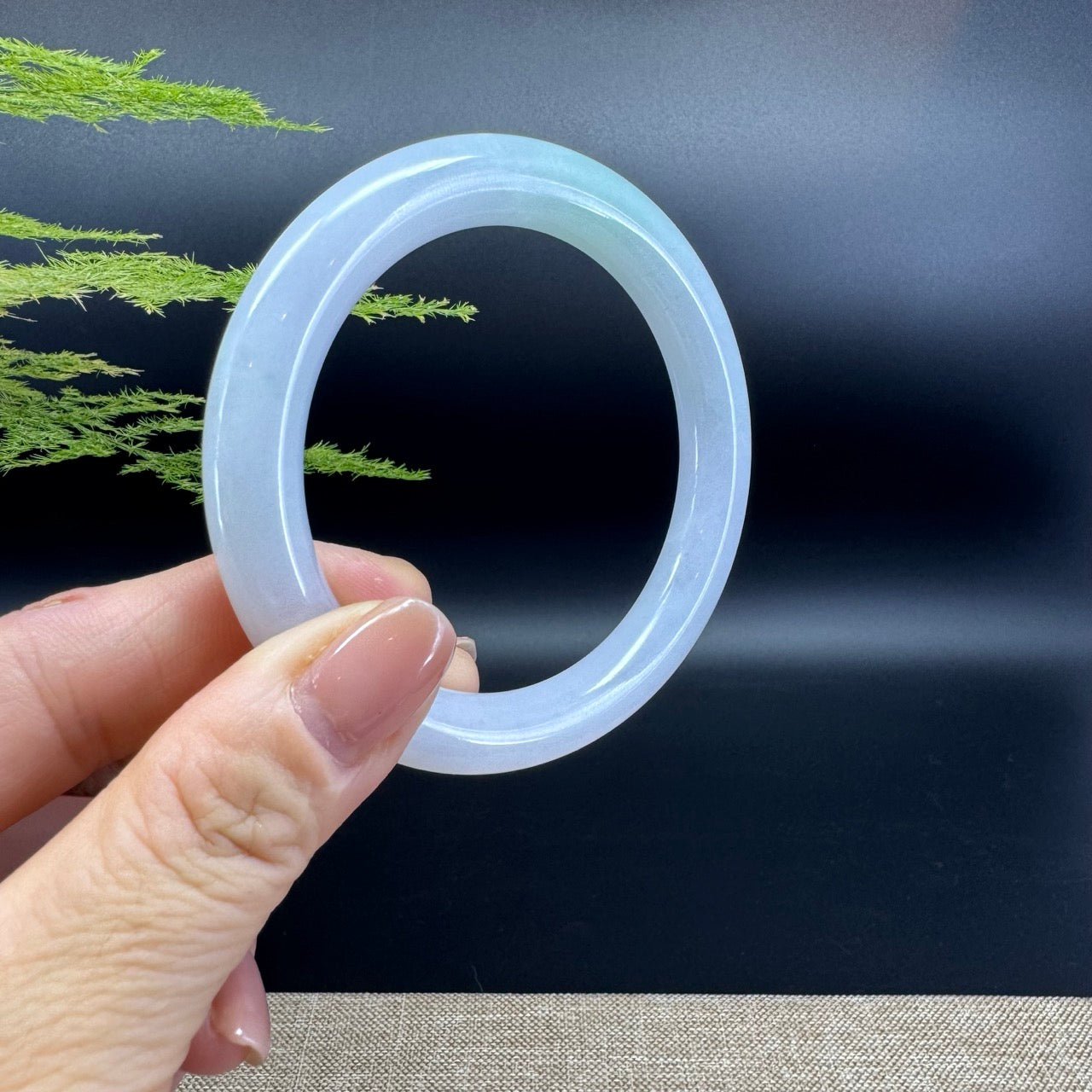 Genuine Burmese Icy Green Jadeite Jade Bangle Bracelet ( 55.6mm )