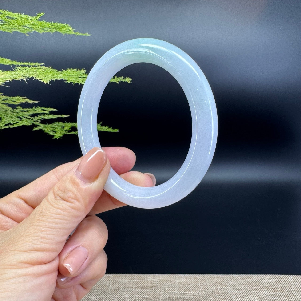 Genuine Burmese Icy Green Jadeite Jade Bangle Bracelet ( 55.6mm )