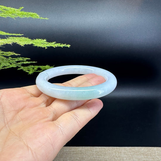 Genuine Burmese Icy Green Jadeite Jade Bangle Bracelet ( 55.6mm )