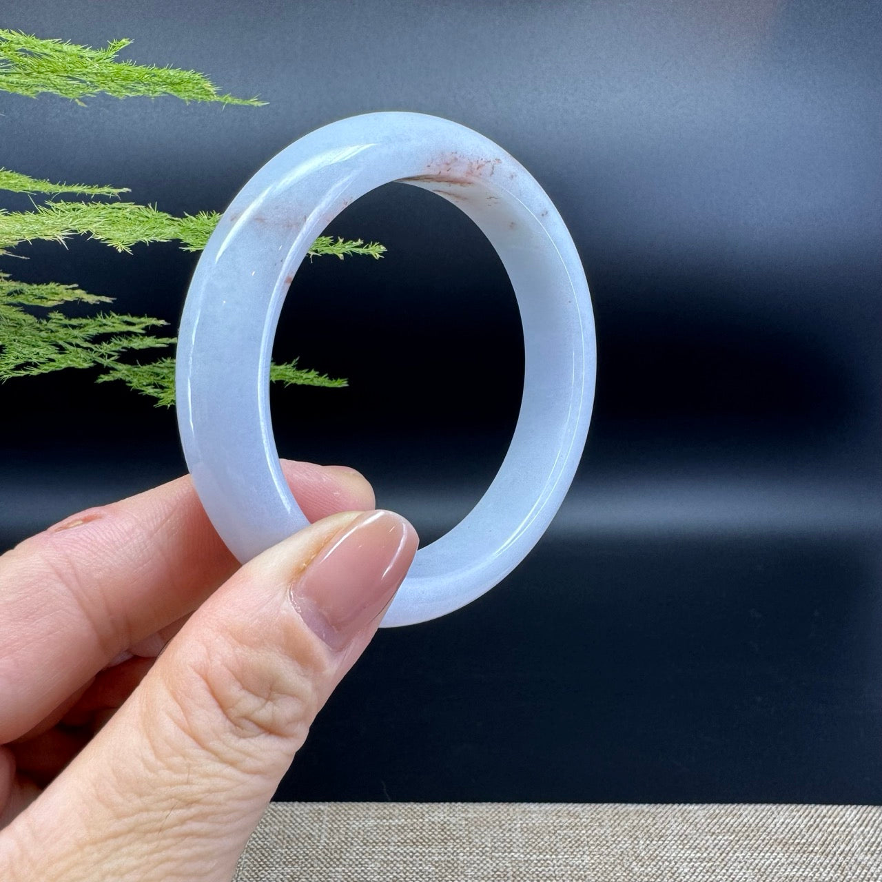 Genuine Burmese  Light Lavender Jade Jadeite Bangle Bracelet ( 55.4mm )