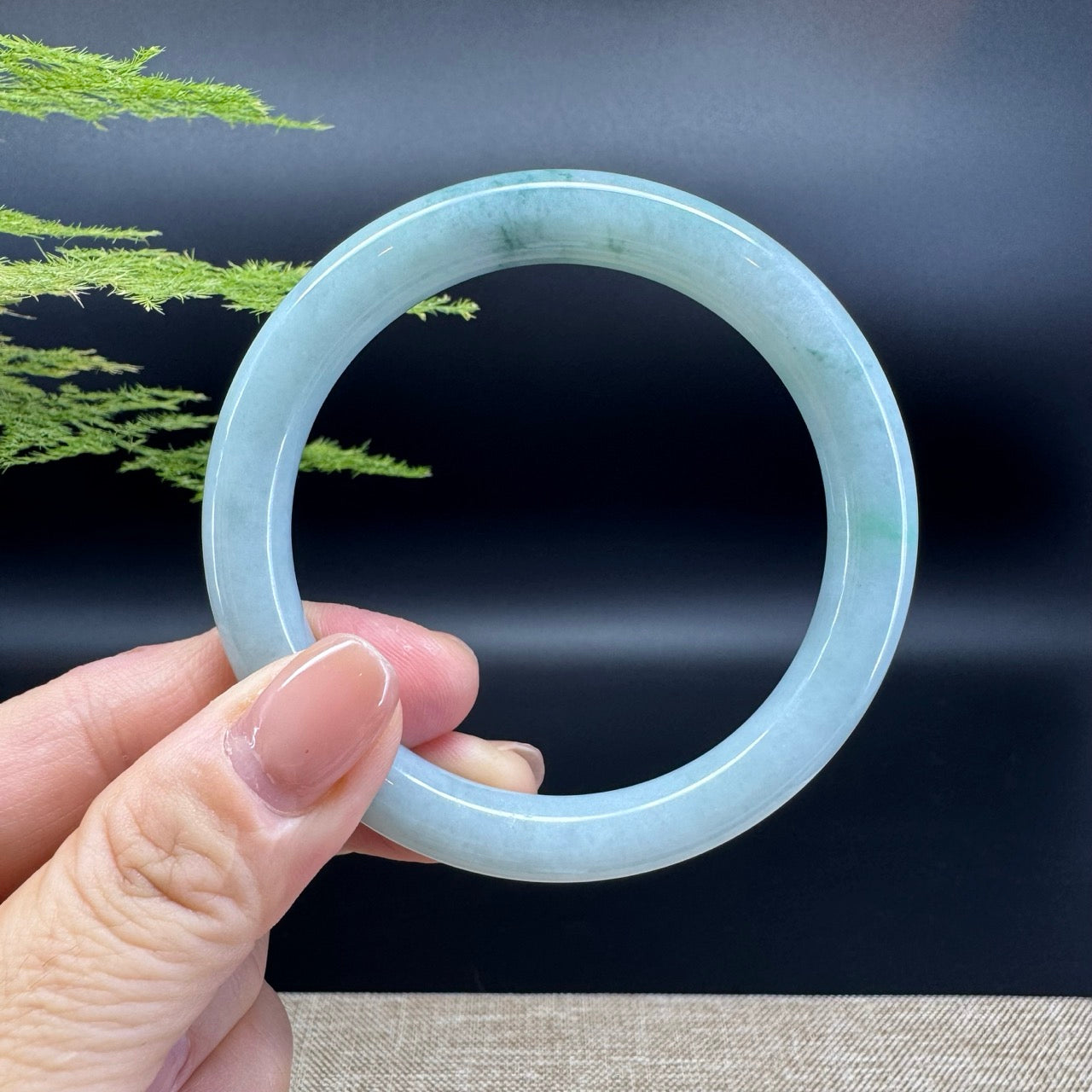 Genuine Burmese Light Green Jade Jadeite Bangle Bracelet ( 55.6mm )