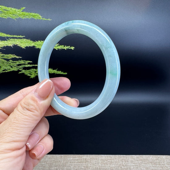 Genuine Burmese Light Green Jade Jadeite Bangle Bracelet ( 55.6mm )