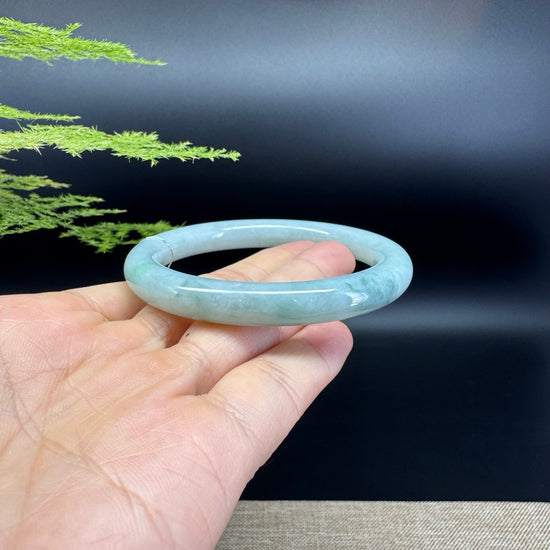 Genuine Burmese Light Green Jade Jadeite Bangle Bracelet ( 55.6mm )