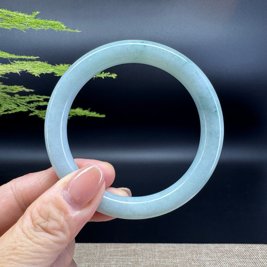 Genuine Burmese Light Green Jade Jadeite Bangle Bracelet ( 55.6mm )