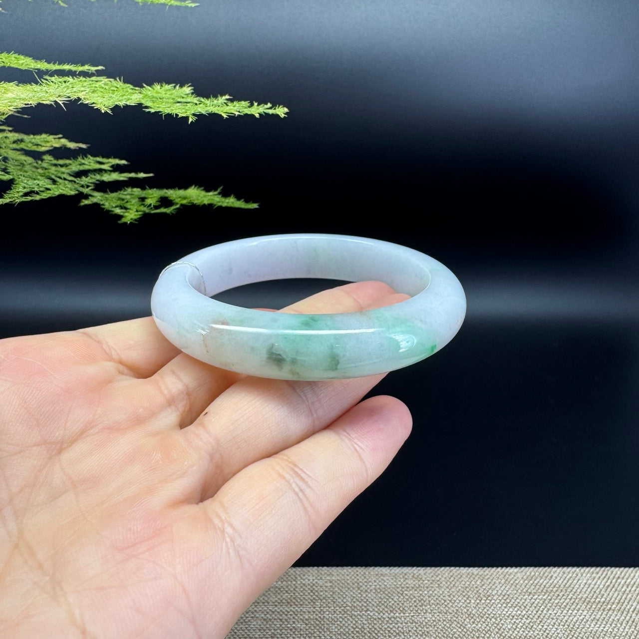 Genuine Burmese Icy Green Jade Jadeite Bangle Bracelet ( 54.1mm )