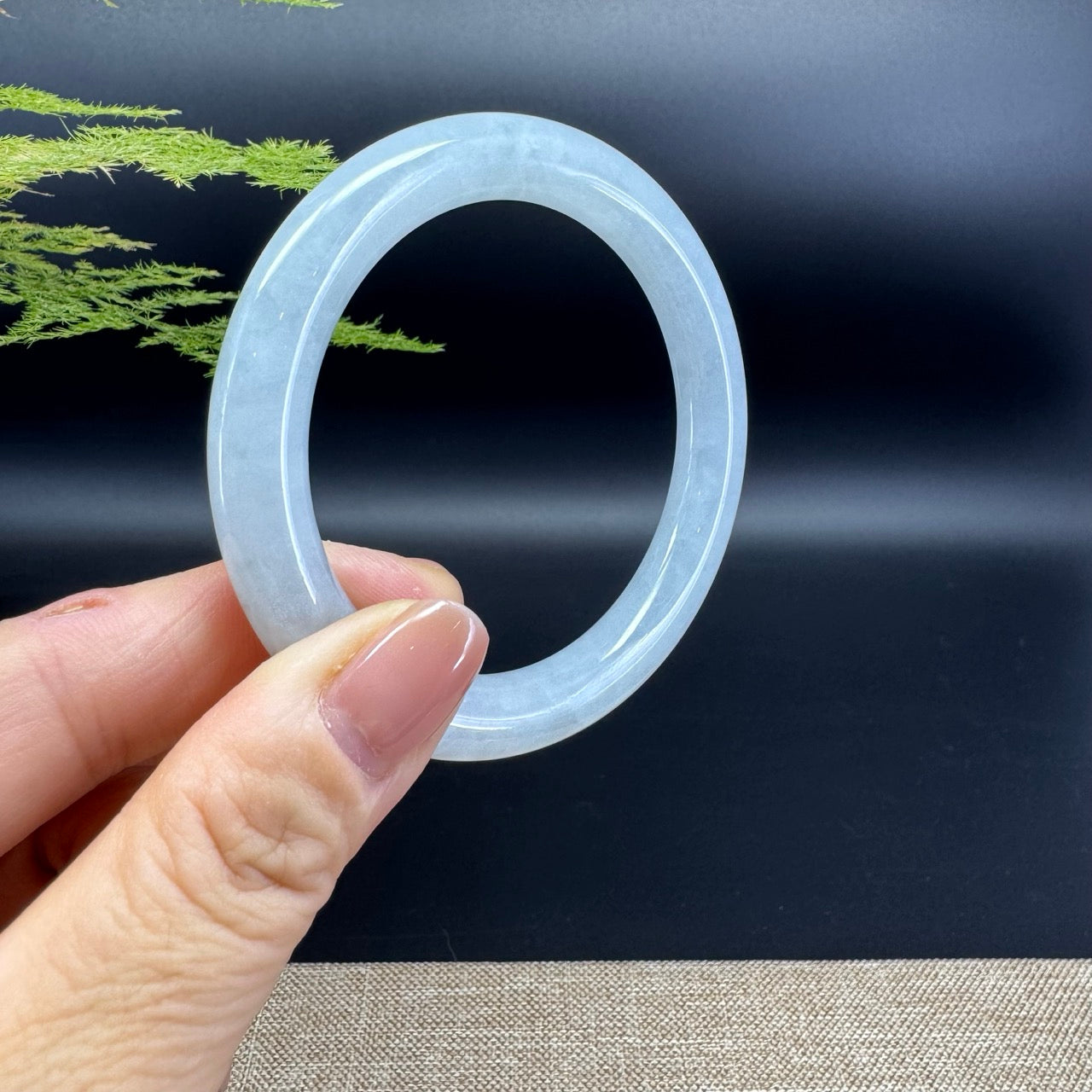 Genuine Burmese Icy Green Jade Jadeite Bangle Bracelet ( 54.4mm )