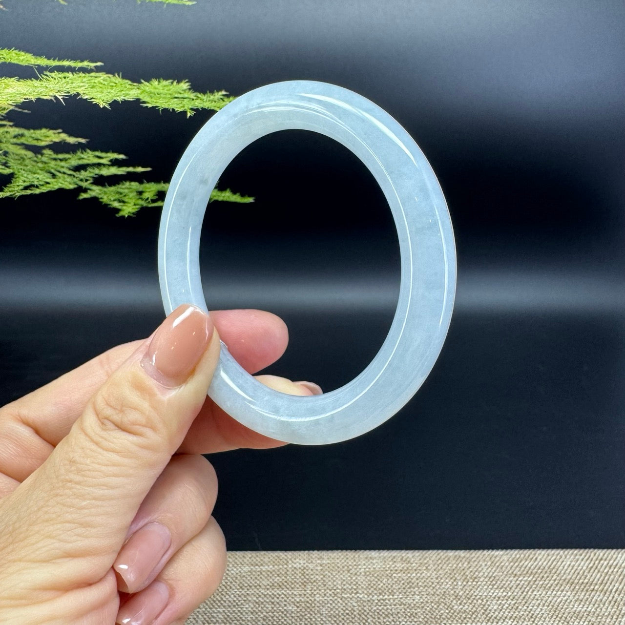 Genuine Burmese Icy Green Jade Jadeite Bangle Bracelet ( 54.4mm )