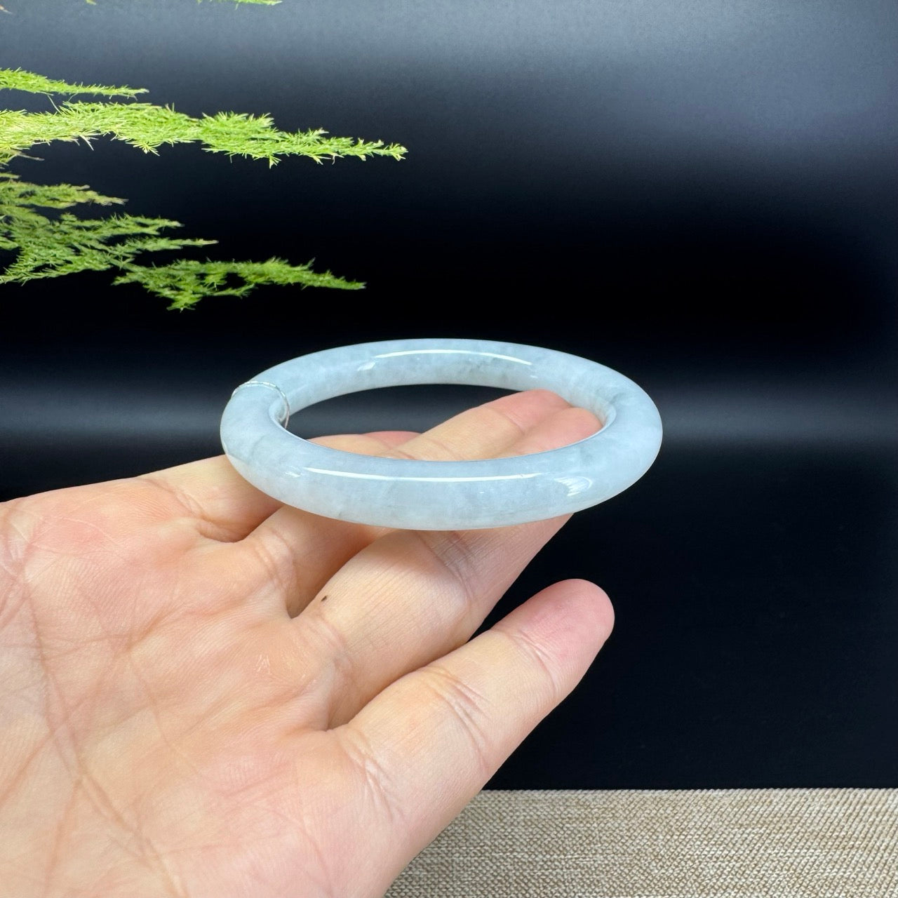 Genuine Burmese Icy Green Jade Jadeite Bangle Bracelet ( 54.4mm )