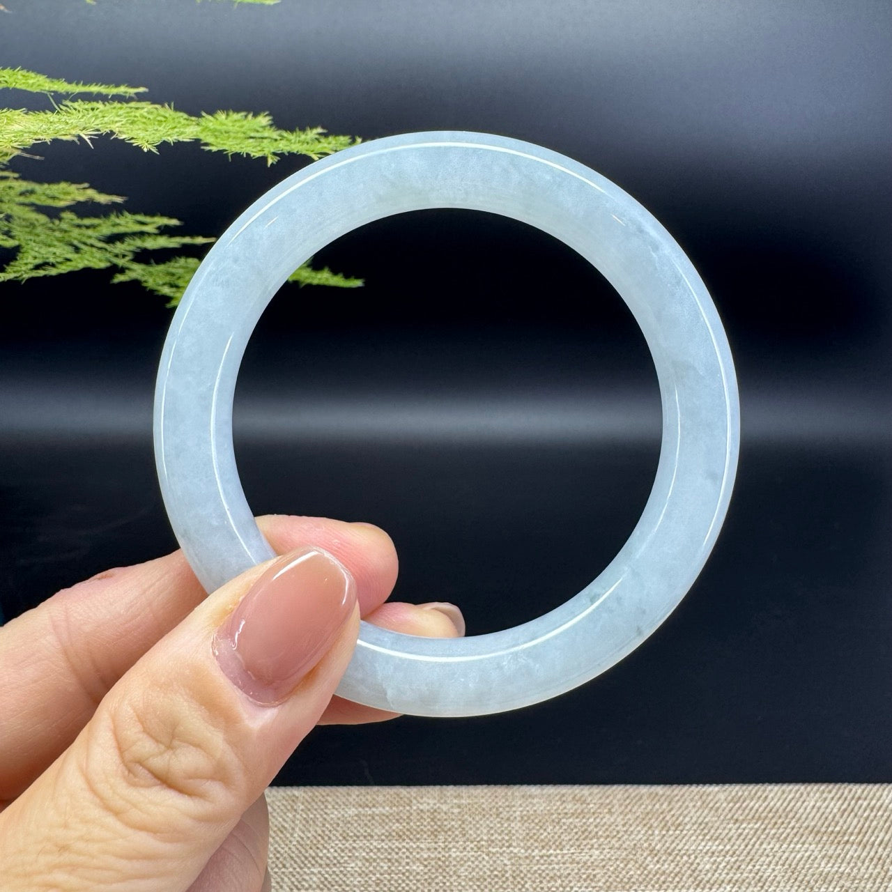 Genuine Burmese Icy Green Jade Jadeite Bangle Bracelet ( 54.4mm )