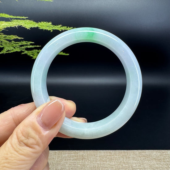 Genuine Burmese White Green Jade Jadeite Bangle Bracelet ( 54.7mm )