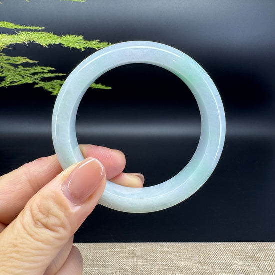 Genuine Burmese White Green Jade Jadeite Bangle Bracelet ( 54.7mm )