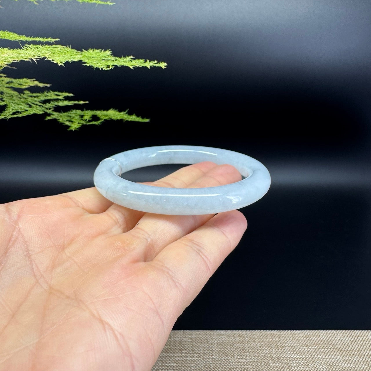 Genuine Burmese Icy Green Jade Jadeite Bangle Bracelet ( 54.9mm )