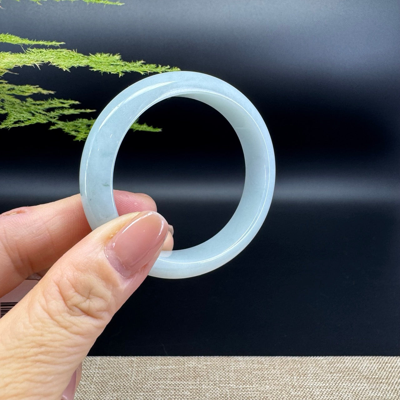 Genuine Burmese Icy Green Jade Jadeite Bangle Bracelet ( 54.1/49.5 )