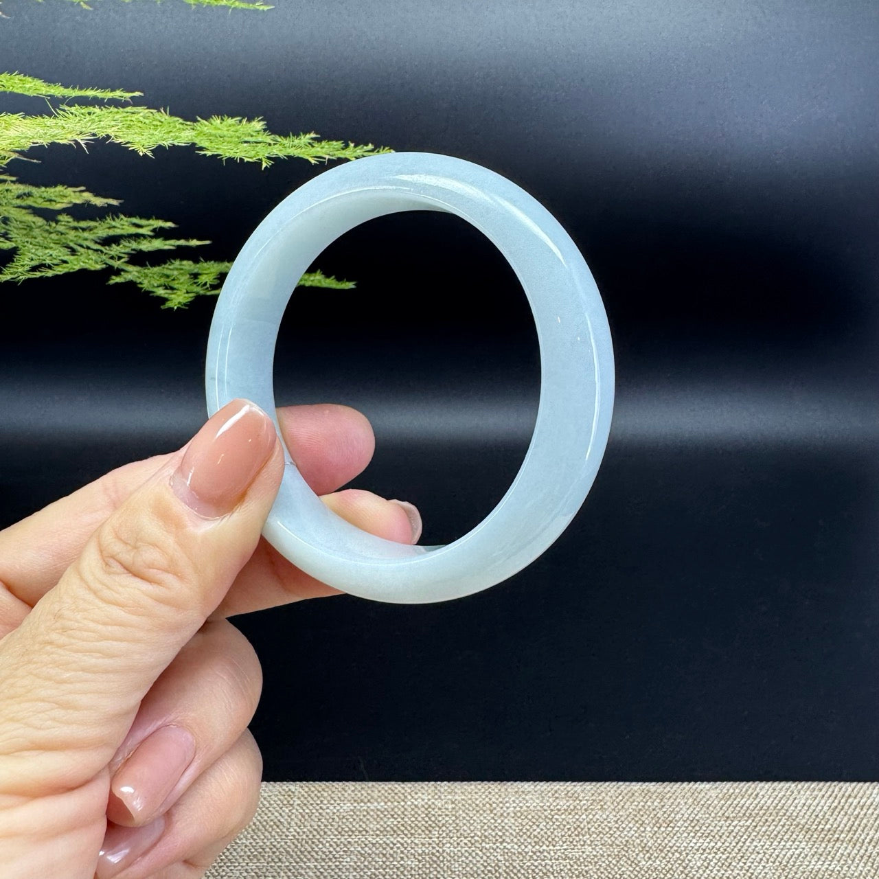 Genuine Burmese Icy Green Jade Jadeite Bangle Bracelet ( 54.1/49.5 )