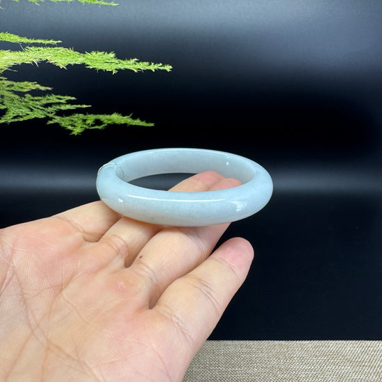 Genuine Burmese Icy Green Jade Jadeite Bangle Bracelet ( 54.1/49.5 )