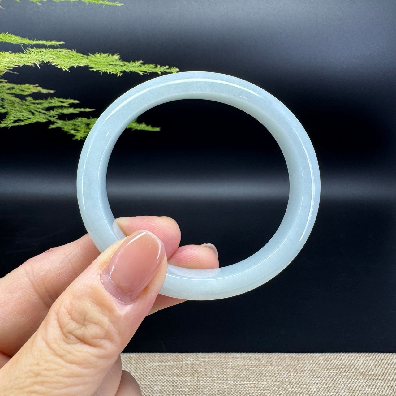 Genuine Burmese Icy Green Jade Jadeite Bangle Bracelet ( 54.1/49.5 )