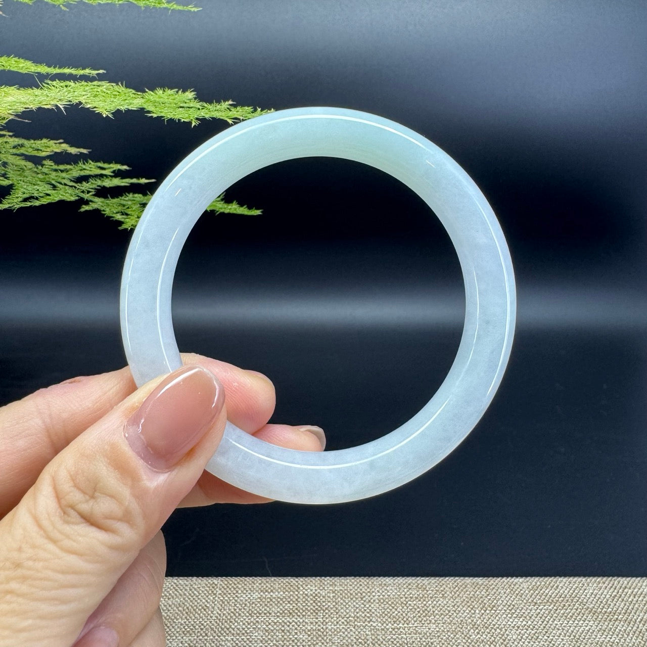 Genuine Burmese Icy Green Jade Jadeite Bangle Bracelet ( 54.6mm )
