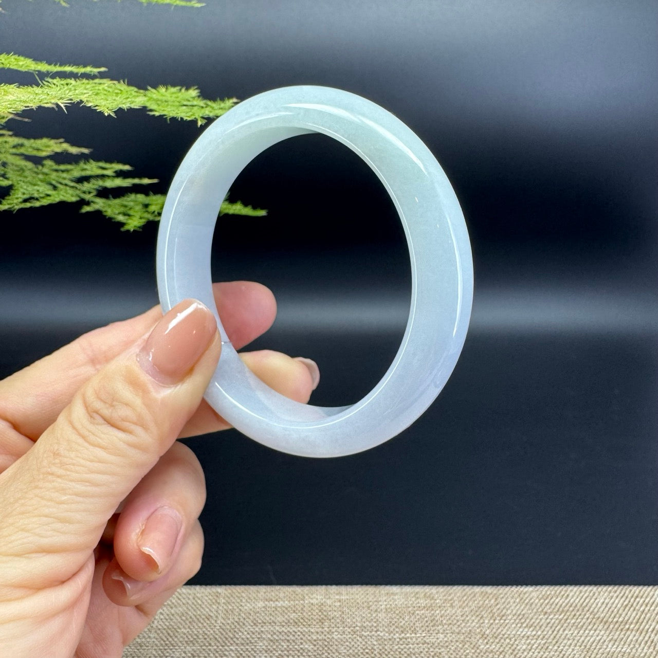 Genuine Burmese Lavender Green Jade Jadeite Bangle Bracelet ( 54.7mm )