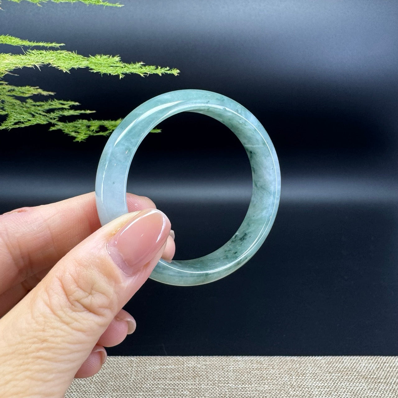 Genuine Burmese Green Jade Jadeite Bangle Bracelet ( 54.4*48.9mm )