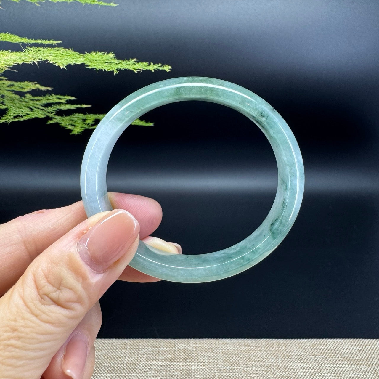 Genuine Burmese Green Jade Jadeite Bangle Bracelet ( 54.4*48.9mm )