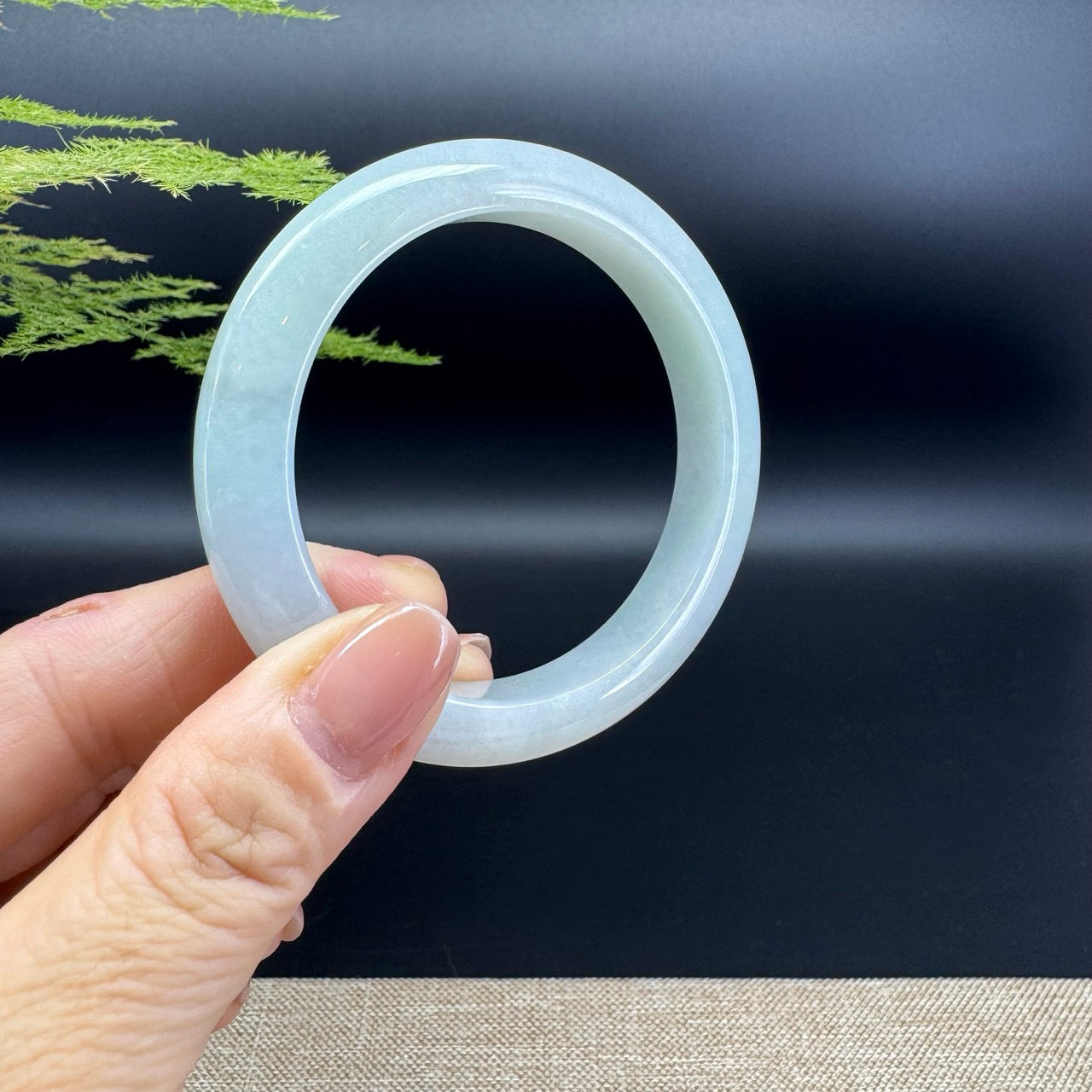 Genuine Burmese Icy Green Jade Jadeite Bangle Bracelet ( 54.7mm )