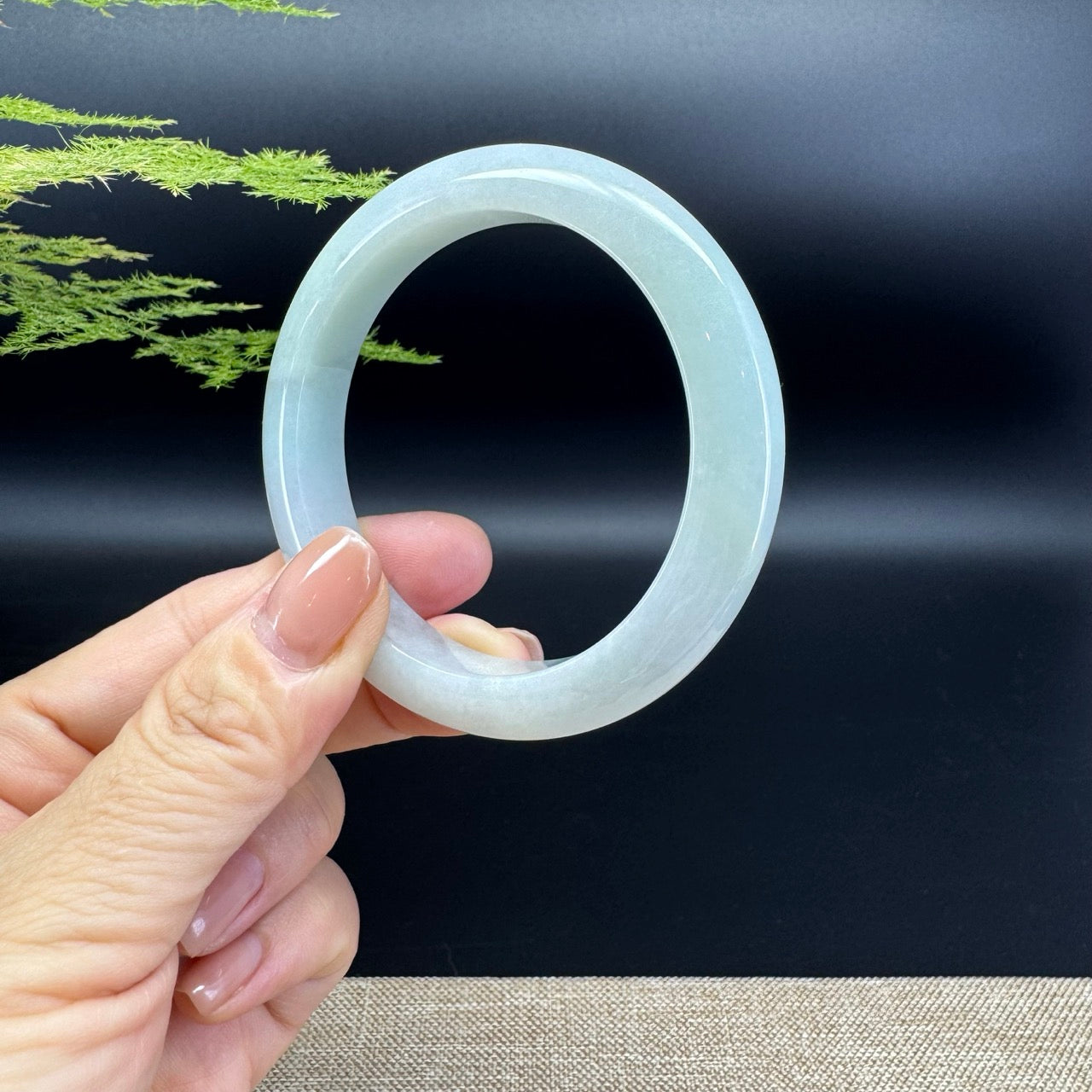 Genuine Burmese Icy Green Jade Jadeite Bangle Bracelet ( 54.7mm )