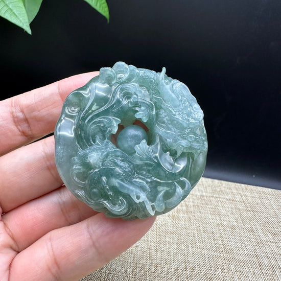 RealJade® Co. Genuine Jadeite Jade Dragon Pendant Necklace