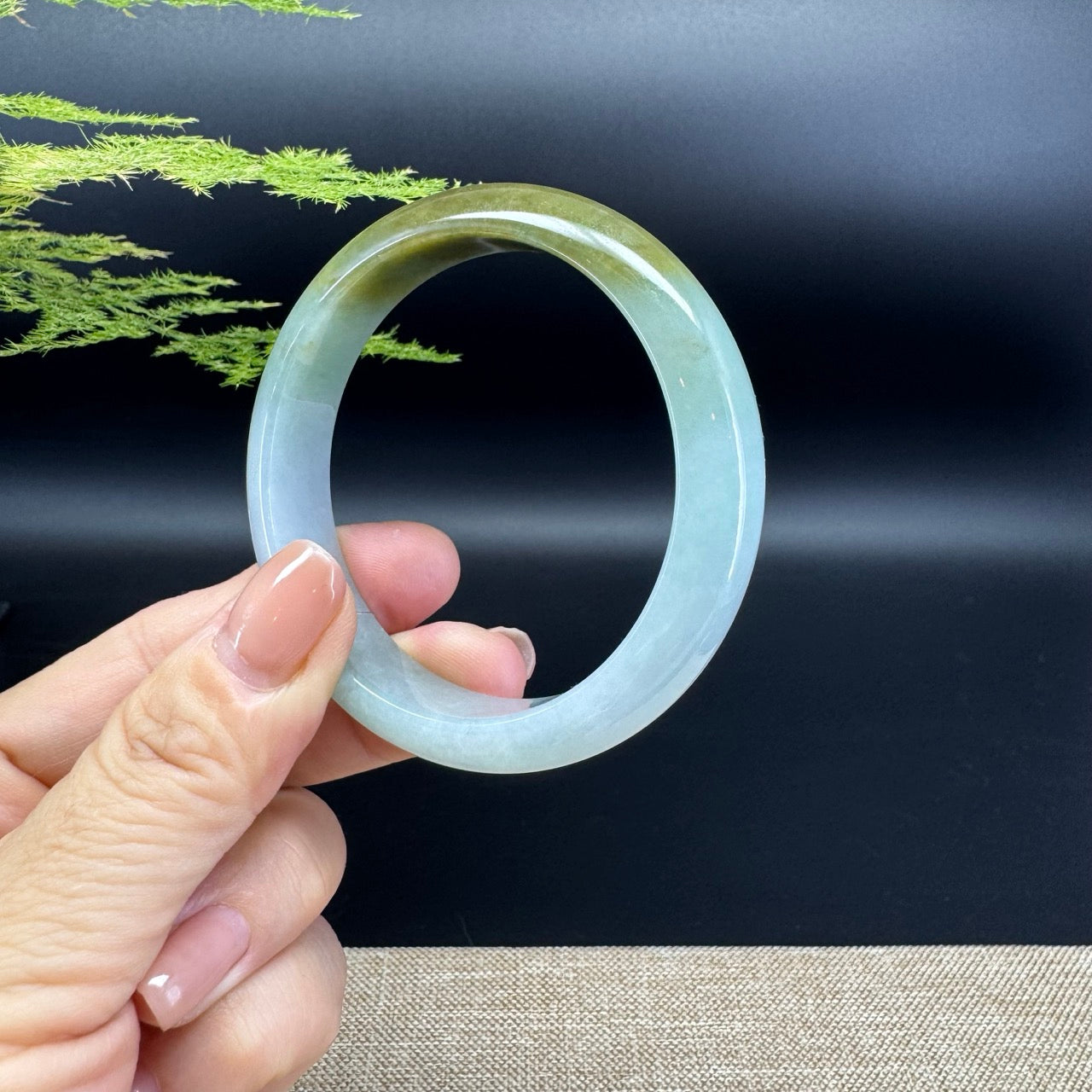 Genuine Burmese Yellow Green Jade Jadeite Bangle Bracelet ( 54.7mm )