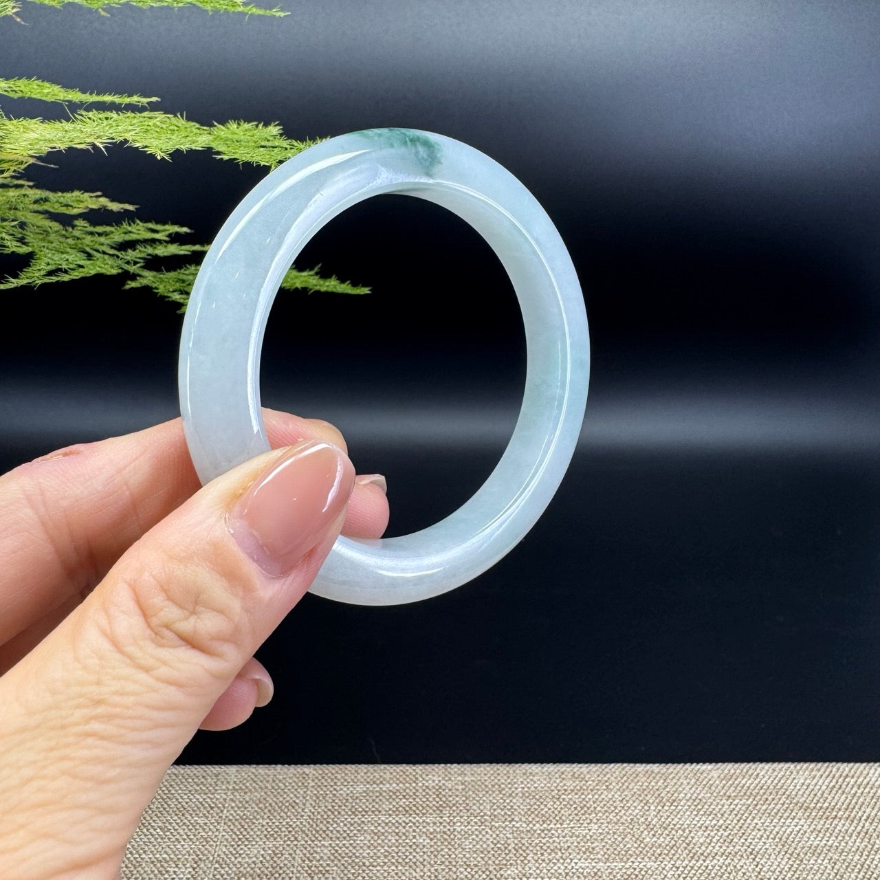 Genuine Burmese Icy Green Jade Jadeite Bangle Bracelet ( 54.2mm )