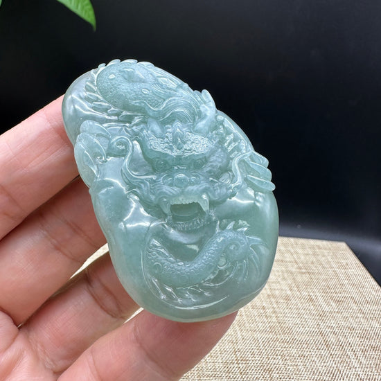RealJade¨ Co. Genuine Jadeite Jade Dragon Pendant Necklace