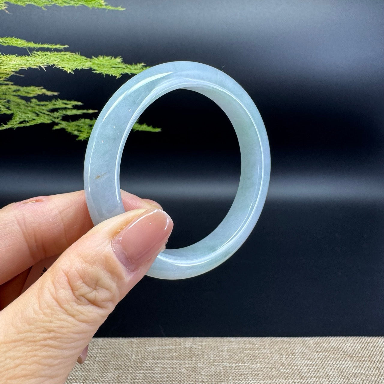 Genuine Burmese Icy Green Jade Jadeite Bangle Bracelet ( 54.2mm )